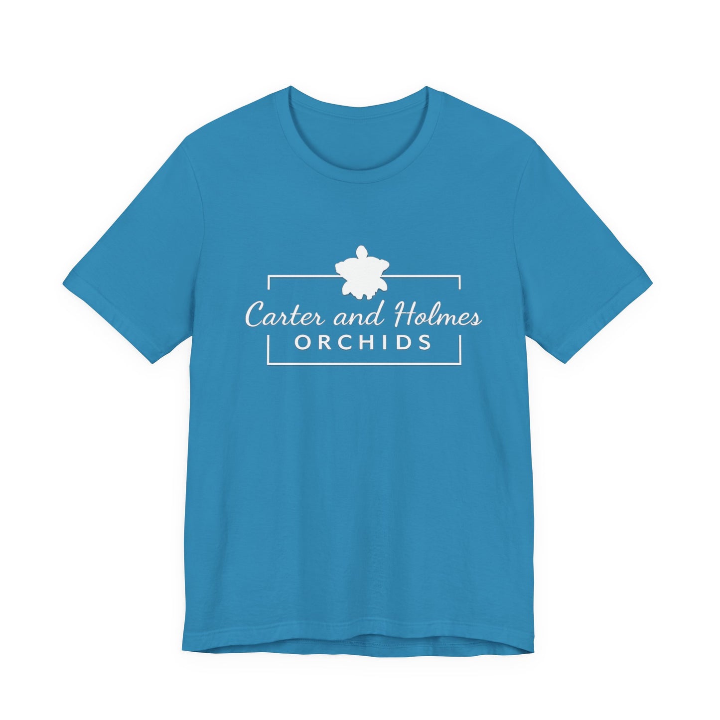 Carter and Holmes Orchids | Floral Logo T-Shirt, 'Always Room For One More Orchid' Back Print