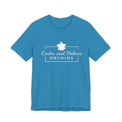 Carter and Holmes Orchids | Floral Logo T-Shirt, 'Always Room For One More Orchid' Back Print