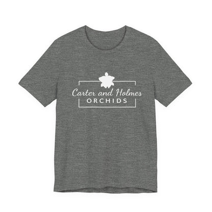 Carter and Holmes Orchids | Floral Logo T-Shirt, 'Always Room For One More Orchid' Back Print