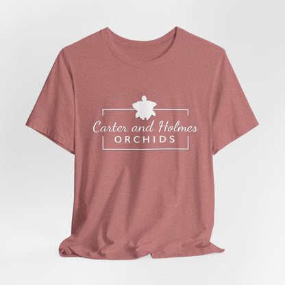 Carter and Holmes Orchids | Floral Logo T-Shirt, 'Always Room For One More Orchid' Back Print