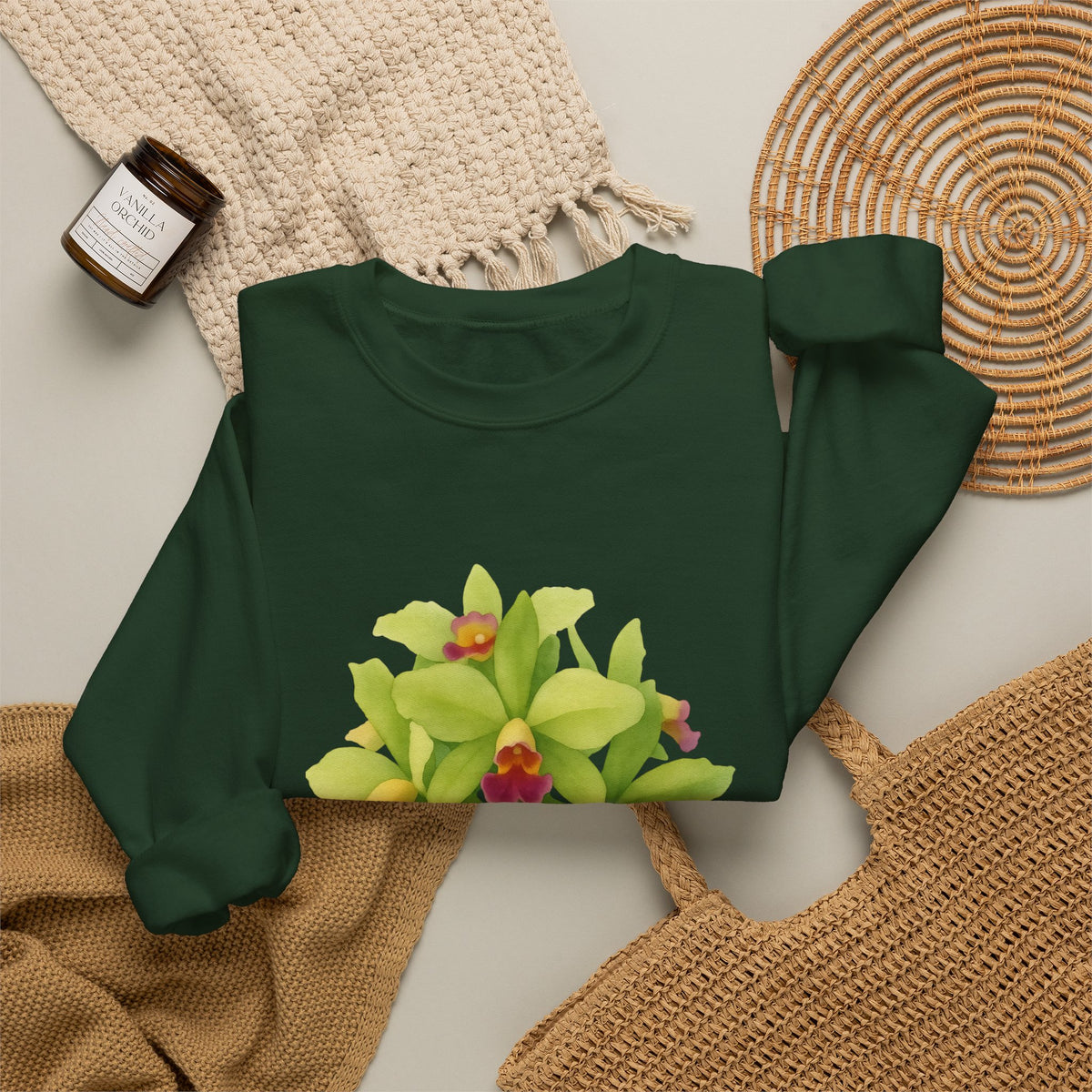 Orchids Floral Crewneck Sweatshirt