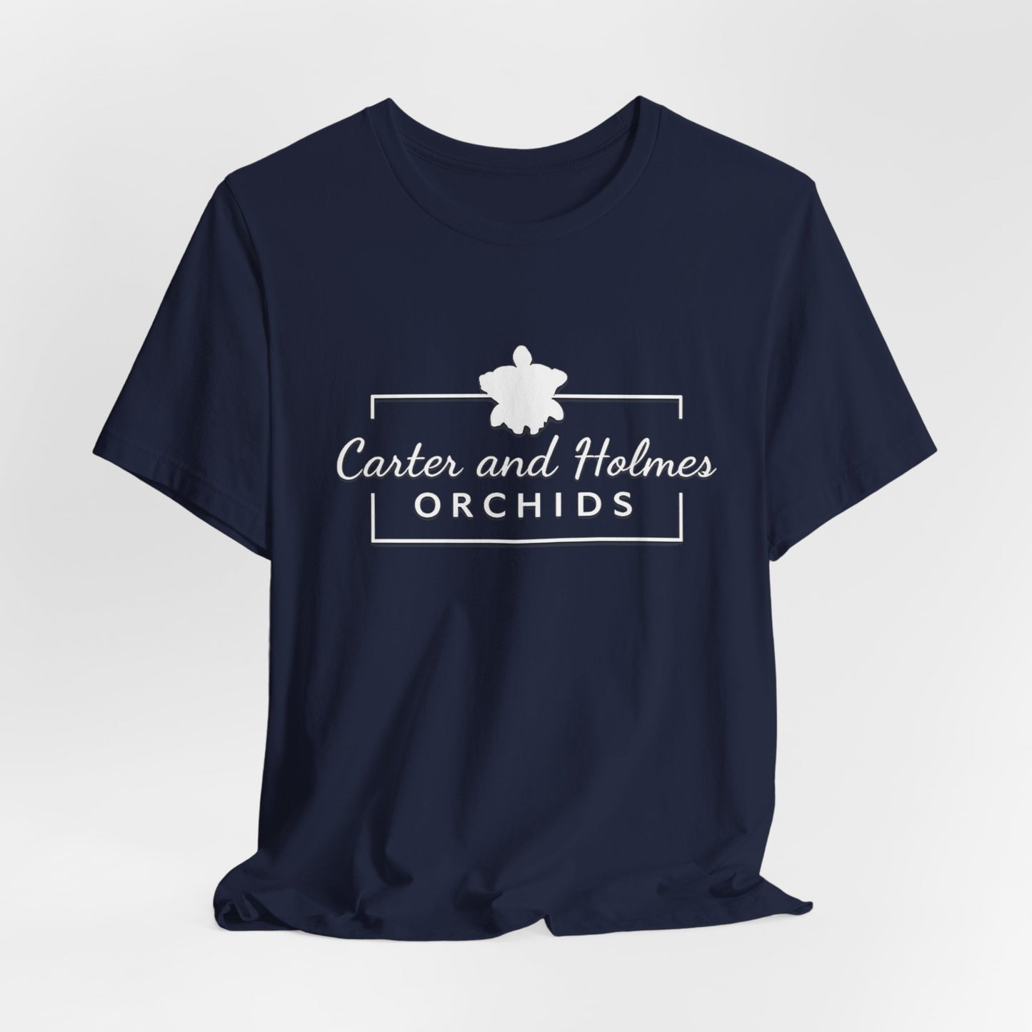 Carter and Holmes Orchids | Floral Logo T-Shirt, 'Always Room For One More Orchid' Back Print