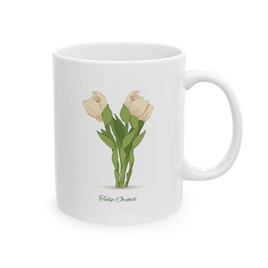 Tulip Orchid Botanical Print | Ceramic Coffee Cup 11oz