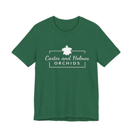 Carter and Holmes Orchids | Floral Logo T-Shirt, 'Always Room For One More Orchid' Back Print