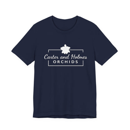 Carter and Holmes Orchids | Floral Logo T-Shirt, 'Always Room For One More Orchid' Back Print