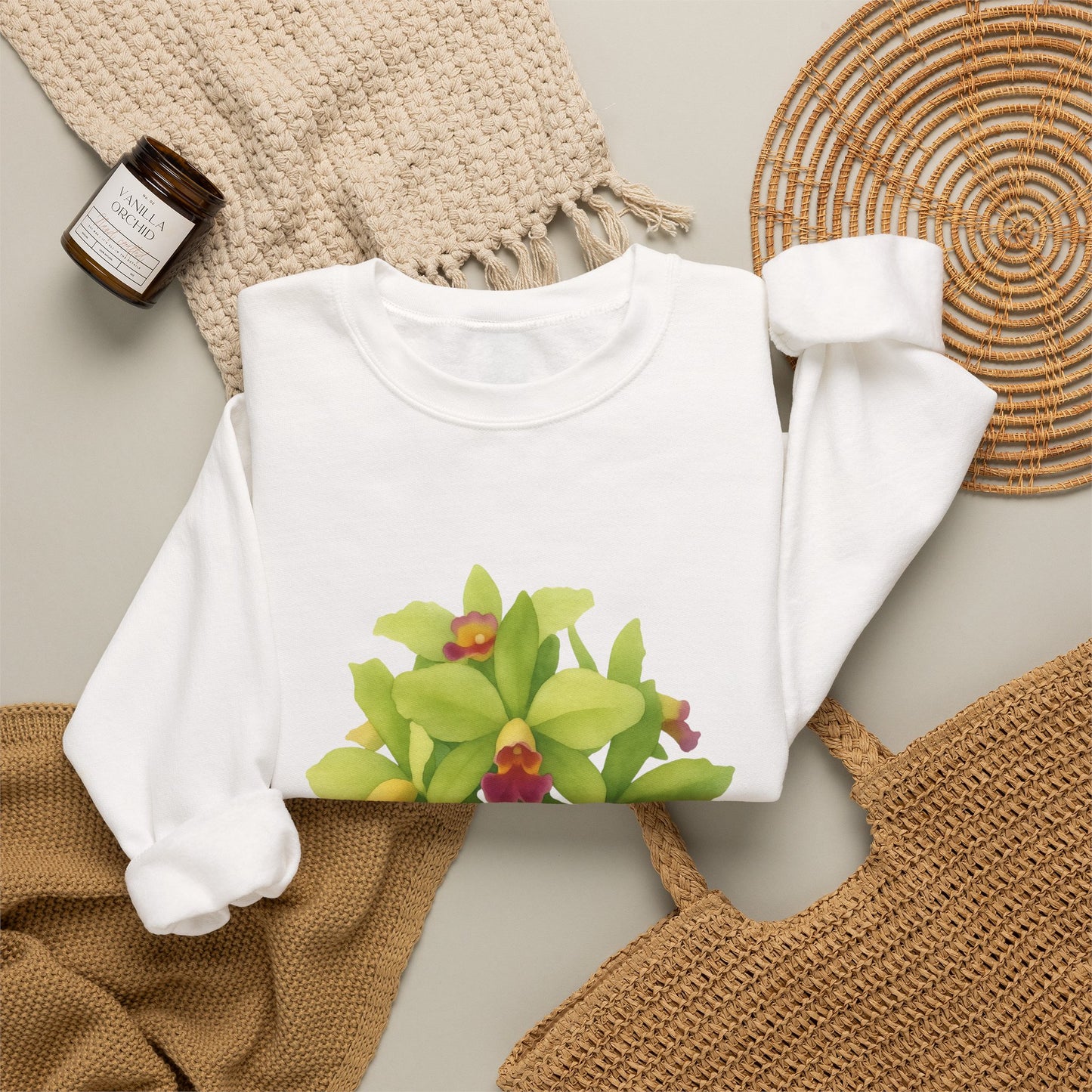 Orchids Floral Crewneck Sweatshirt