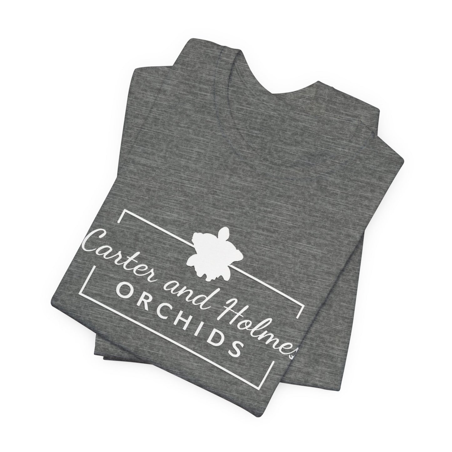 Carter and Holmes Orchids | Floral Logo T-Shirt, 'Always Room For One More Orchid' Back Print