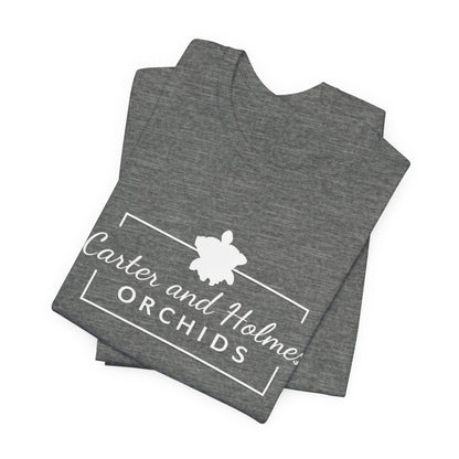 Carter and Holmes Orchids | Floral Logo T-Shirt, 'Always Room For One More Orchid' Back Print