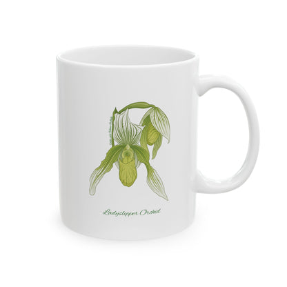 Ladyslipper Orchid Botanical Print | Ceramic Coffee Cup 11oz