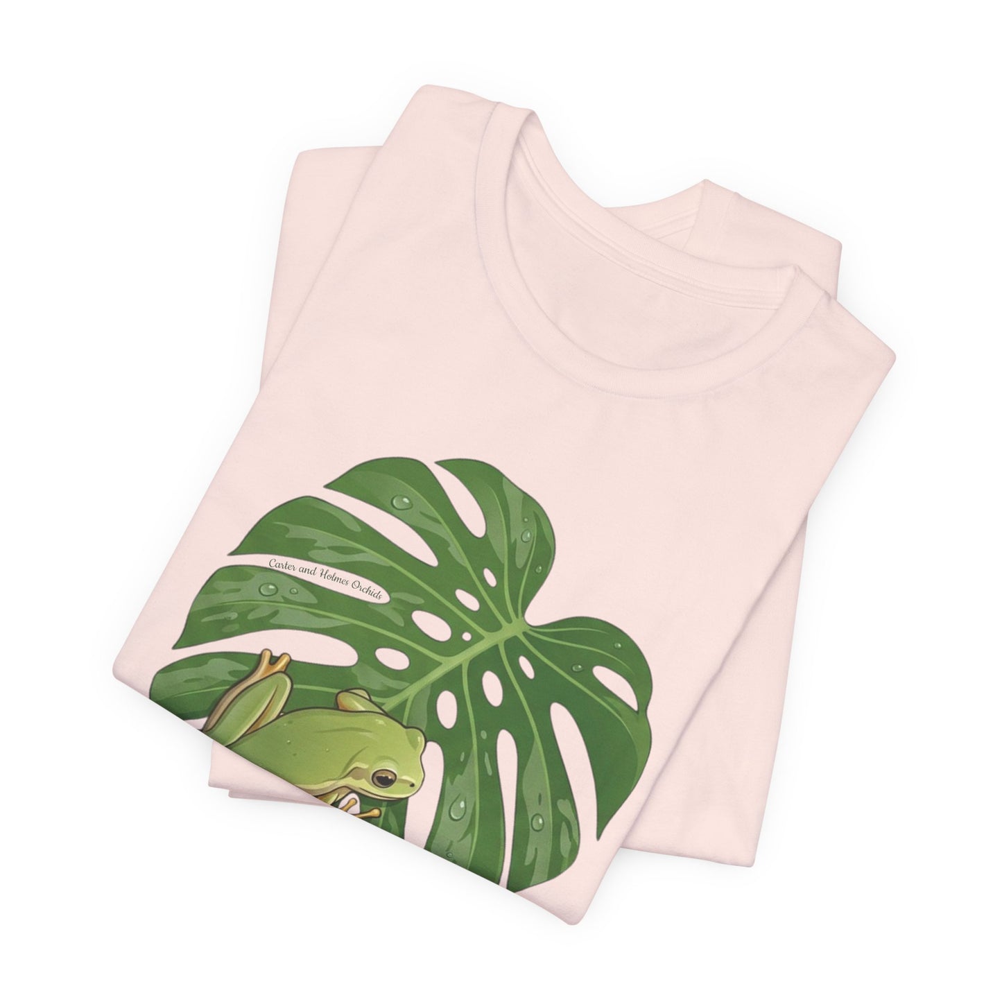Happy Growing frog on monstera leaf T-Shirt | botanical nature tee