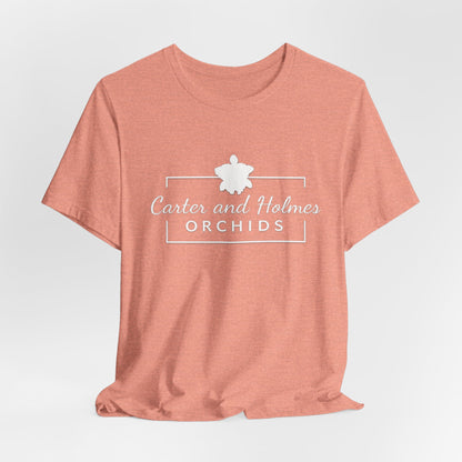 Carter and Holmes Orchids | Floral Logo T-Shirt, 'Always Room For One More Orchid' Back Print