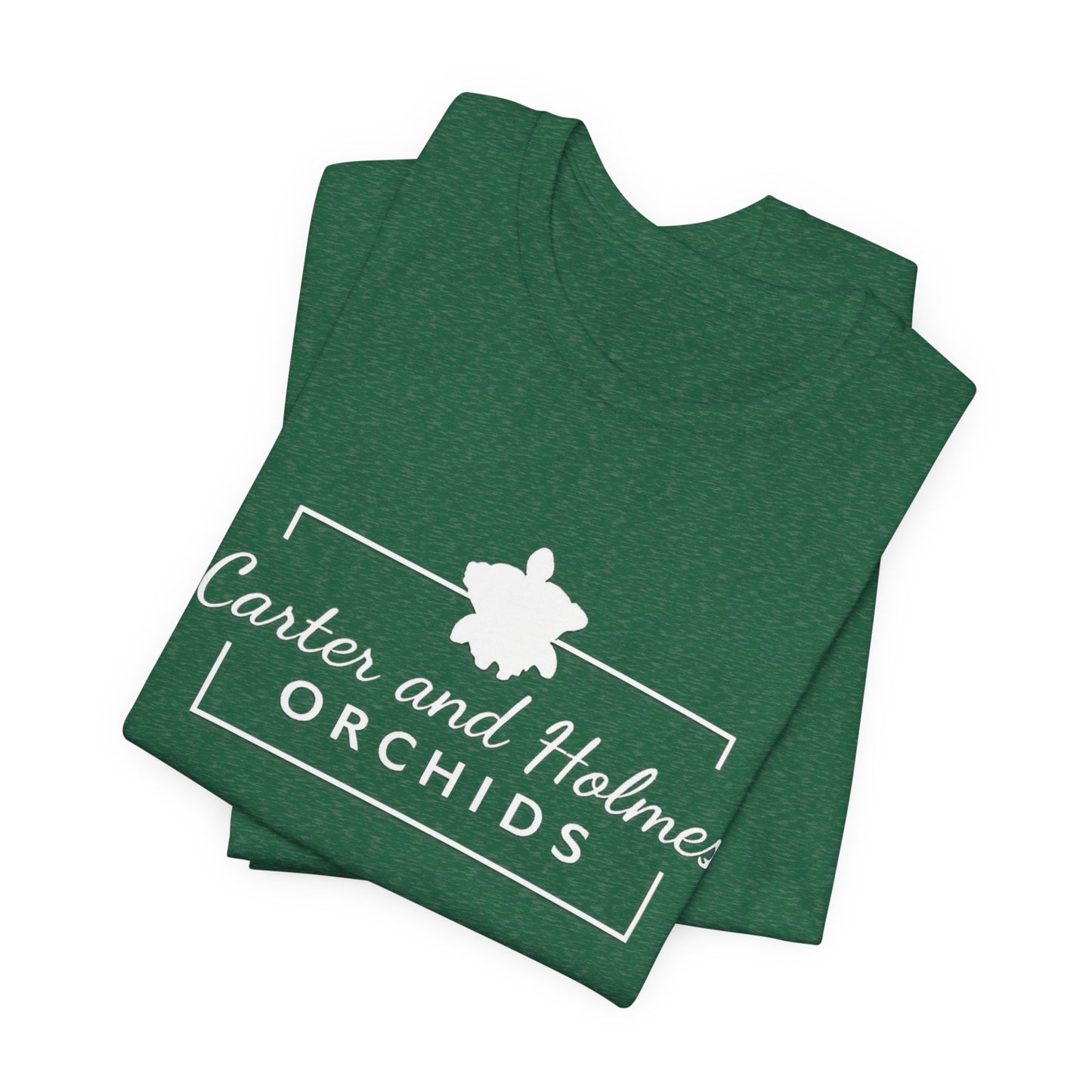 Carter and Holmes Orchids | Floral Logo T-Shirt, 'Always Room For One More Orchid' Back Print