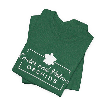 Carter and Holmes Orchids | Floral Logo T-Shirt, 'Always Room For One More Orchid' Back Print