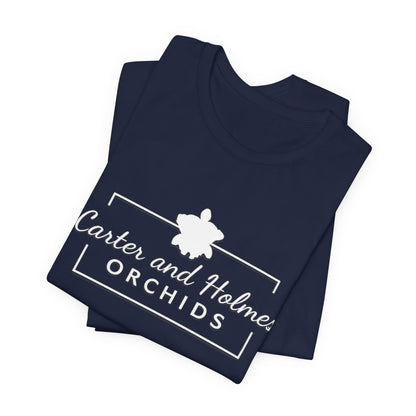 Carter and Holmes Orchids | Floral Logo T-Shirt, 'Always Room For One More Orchid' Back Print
