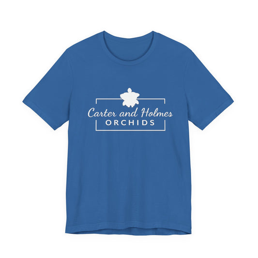 Carter and Holmes Orchids | Floral Logo T-Shirt, 'Always Room For One More Orchid' Back Print