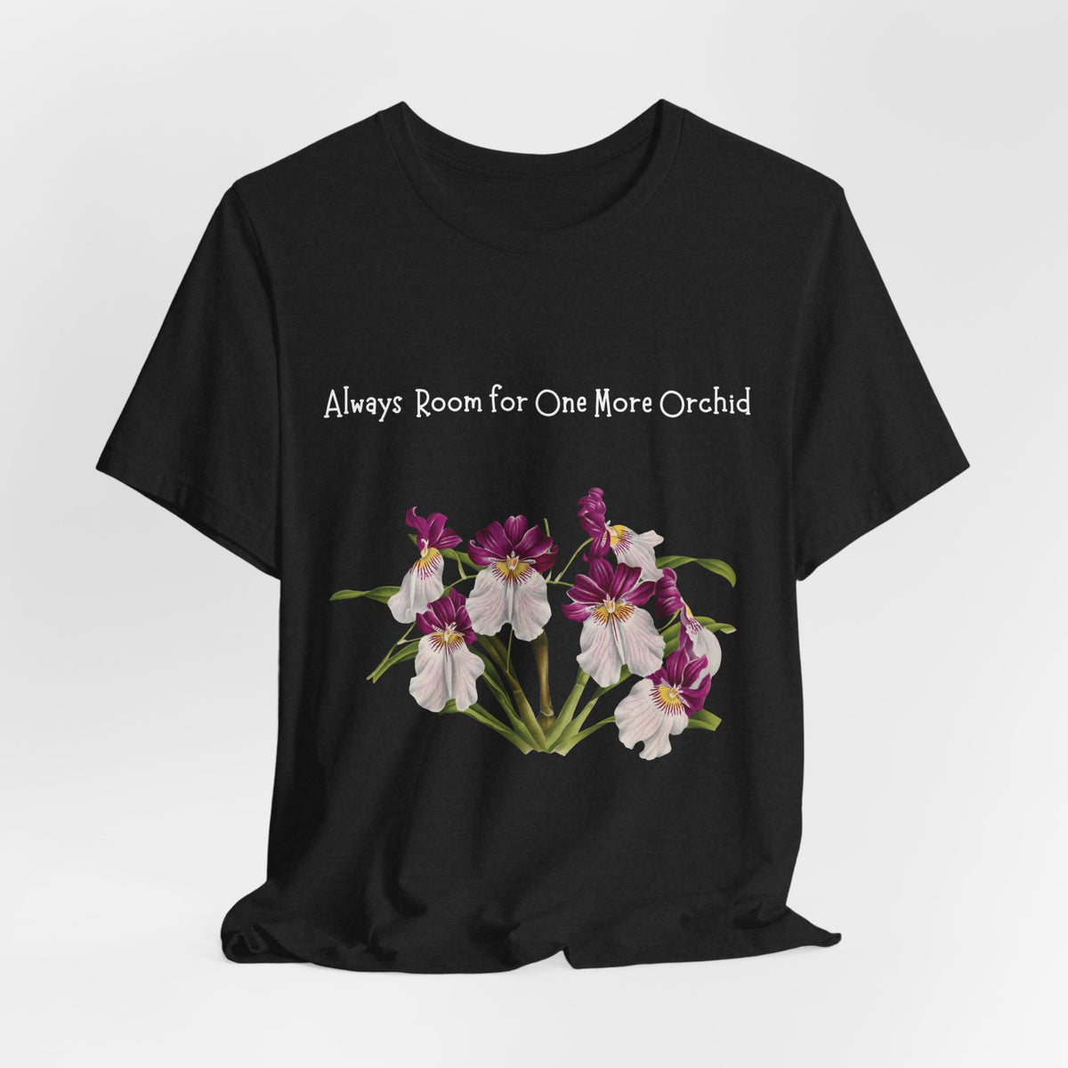 Pansy Orchid | Floral Logo T-Shirt, 'Always Room For One More Orchid' Back Print