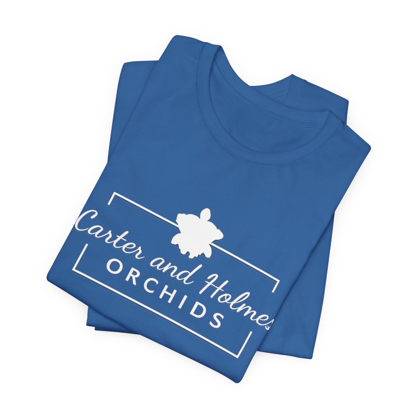 Carter and Holmes Orchids | Floral Logo T-Shirt, 'Always Room For One More Orchid' Back Print
