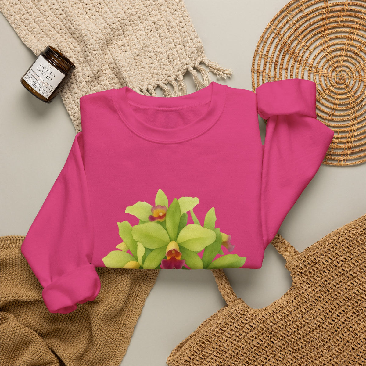 Orchids Floral Crewneck Sweatshirt