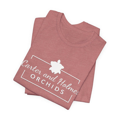 Carter and Holmes Orchids | Floral Logo T-Shirt, 'Always Room For One More Orchid' Back Print