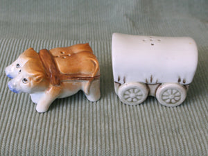 Oxen & Covered Wagon-Vintage Salt & Pepper Shakers