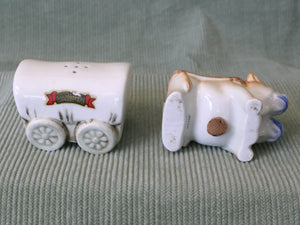 Oxen & Covered Wagon-Vintage Salt & Pepper Shakers