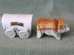 Oxen & Covered Wagon-Vintage Salt & Pepper Shakers